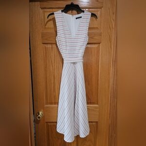 Sundress Tommy Hilfiger fit and flare, beige, orange, gold stripes